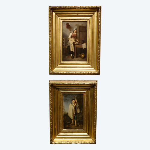 Der junge Hirte und der Koch, die einen Fisch entschuppen“ Antoine Richard, 1822-1891