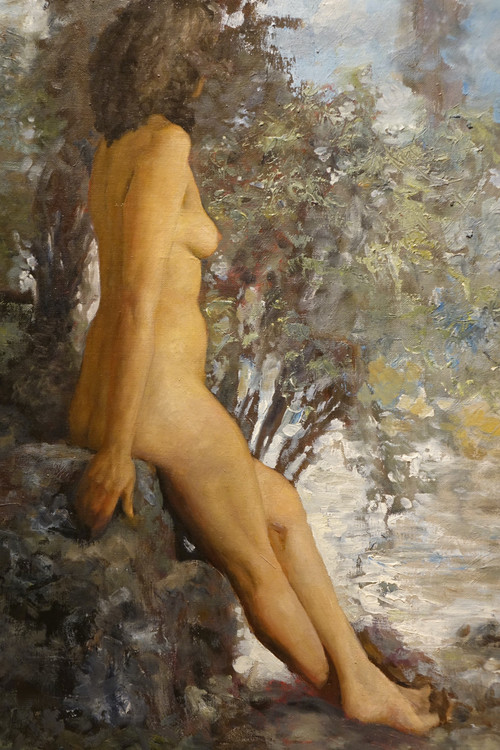 Junge nackte Frau in einer Landschaft, Lucien Grandgérard, um 1925
