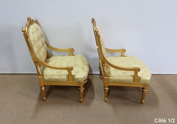 Paire de Fauteuils à la Reine Louis XVI, époque Napoléon III – Milieu XIXème