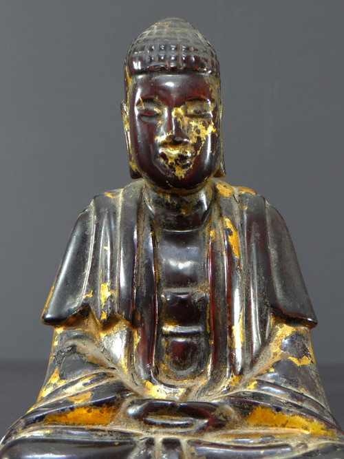 Vietnam, First Half of the 19th Century, Nguyen Dynasty, Lacquered Wood Buddha.
