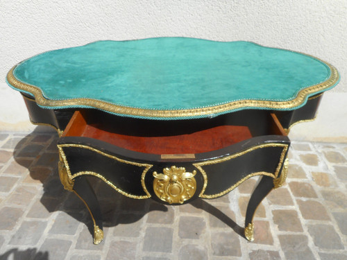 Table De Milieu En Marqueterie Et Bronze Doré Estampillé Diehl (1811-1885)