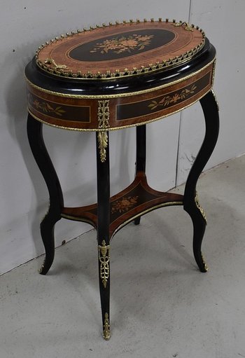  Jardinière Marquetée, en Placage de Thuya et Bois Noirci, époque Napoléon III - XIXe 