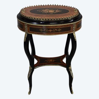  Inlaid Planter, Thuja Veneer and Blackened Wood, Napoleon III Period - Nineteenth