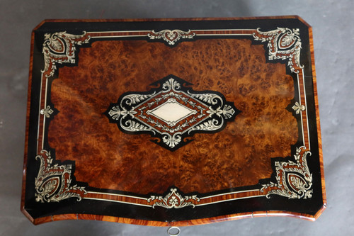 Napoleon III magnifying glass and marquetry box