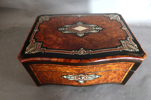 Napoleon III magnifying glass and marquetry box