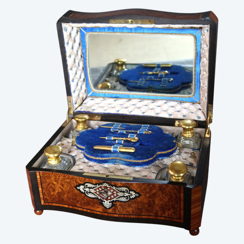 Napoleon III magnifying glass and marquetry box