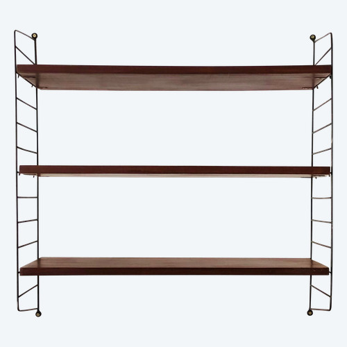 String wall shelf in wood and metal, 1960s