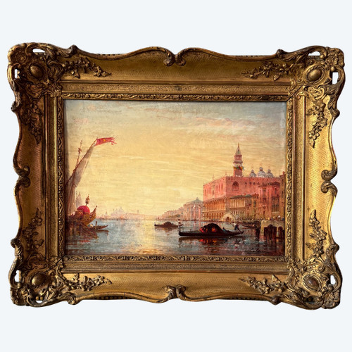 Charles-Clément CALDERON Grand Canal à Venise Huile sur panneau 