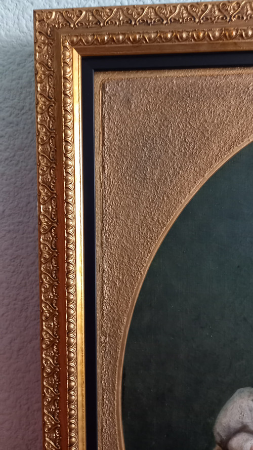 Öl auf Leinwand Porträt von Mutter und Kind XIX.