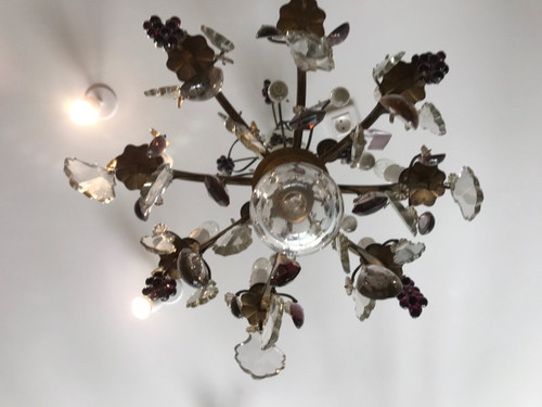 Lustre à cristaux d'époque 19 ème à 8 lumières