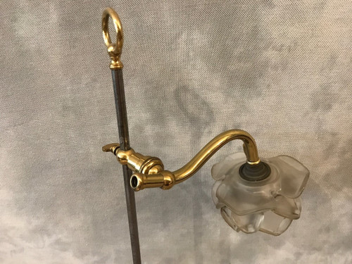 lampe ancien en fer et laiton poli d'époque 19 ème 