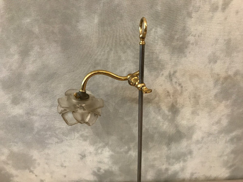 lampe ancien en fer et laiton poli d'époque 19 ème 