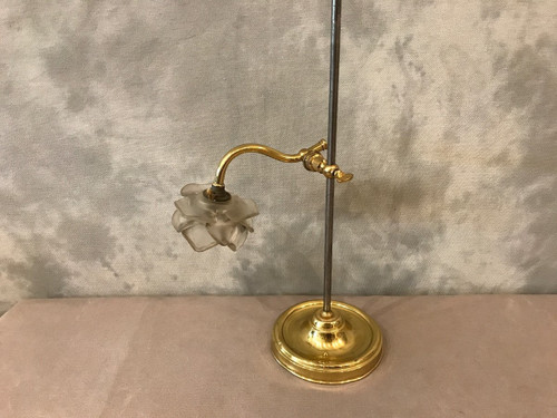 lampe ancien en fer et laiton poli d'époque 19 ème 
