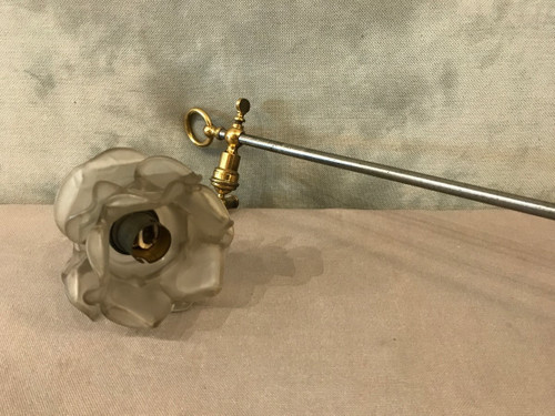 lampe ancien en fer et laiton poli d'époque 19 ème 