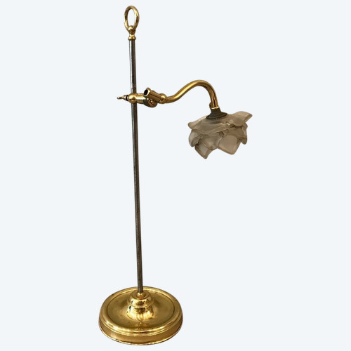 lampe ancien en fer et laiton poli d'époque 19 ème 