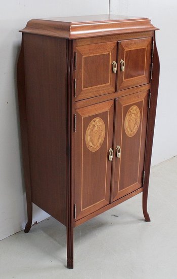  Mobiletto Piccolo in Mogano e Legno Pregiato, Periodo Art Nouveau - Inizio XX Secolo