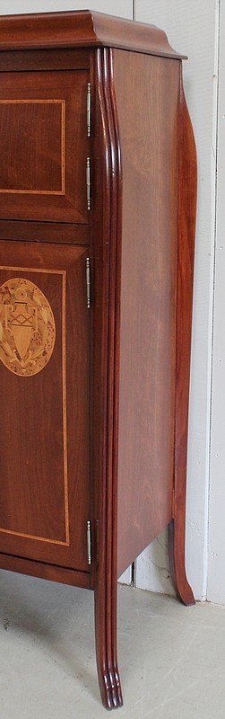  Mobiletto Piccolo in Mogano e Legno Pregiato, Periodo Art Nouveau - Inizio XX Secolo