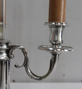  Importante Lampada Porta Acqua Calda in Metallo Argentato, gusto Luigi XVI - Fine XIX secolo