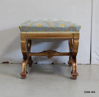  Petit Tabouret Carré en Bois Doré – Fin XIXe 