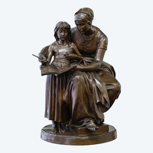 Groupe En Bronze , L' Éducation Maternelle , Eugène Delaplanche (1836-1891)
