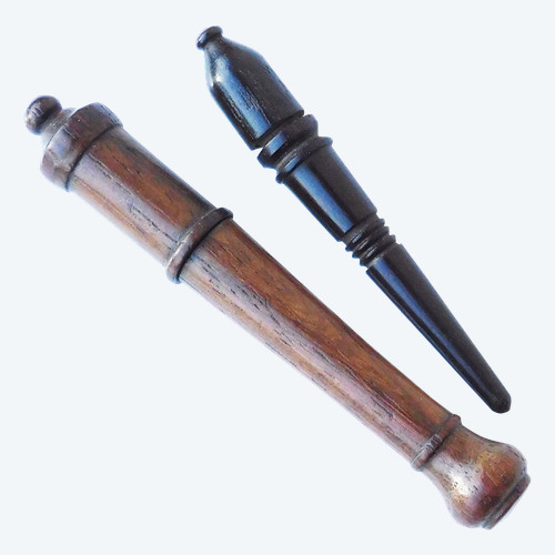 Lot Of Two Turned Wood Needle Cases Late 19th Early 20th