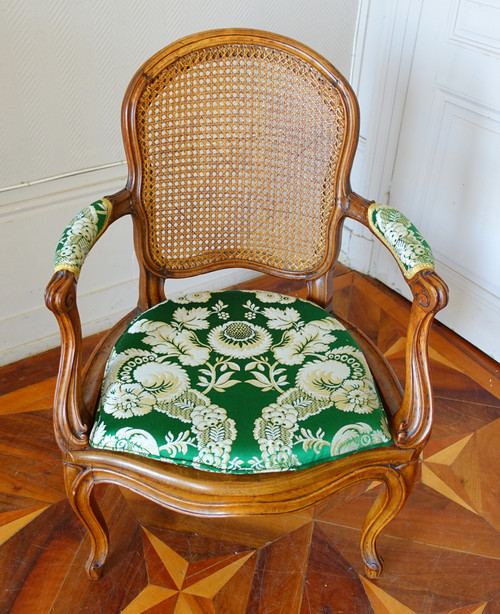 Sulpice Brizard : paire de fauteuils cannés d'époque Louis XV - estampillés