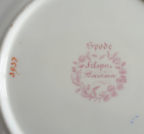 Manufacture Spode : paire d'assiettes à gâteaux en porcelaine mandarine & or - XIXe siècle vers 1820