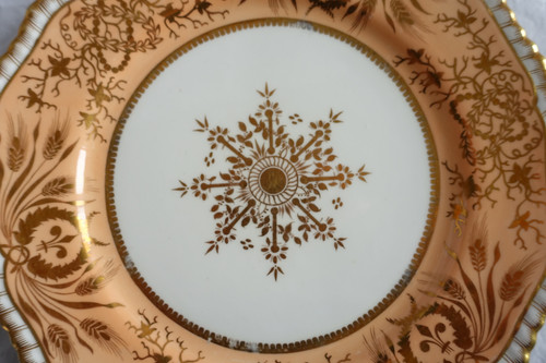 Manufacture Spode : paire d'assiettes à gâteaux en porcelaine mandarine & or - XIXe siècle vers 1820