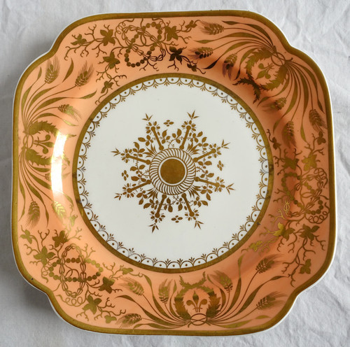 Manufacture Spode : paire d'assiettes à gâteaux en porcelaine mandarine & or - XIXe siècle vers 1820