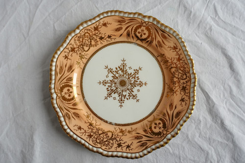 Manufacture Spode : paire d'assiettes à gâteaux en porcelaine mandarine & or - XIXe siècle vers 1820