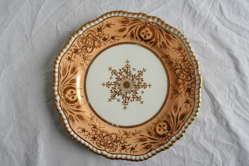 Manufacture Spode : paire d'assiettes à gâteaux en porcelaine mandarine & or - XIXe siècle vers 1820