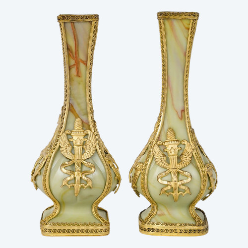 Une Paire De Petits Vases En Pâte De Verre Fin XIXè Siècle 