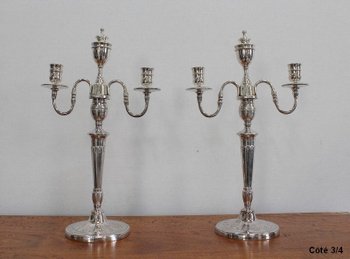 Pair of Silver Bronze Candelabra - 1960s
