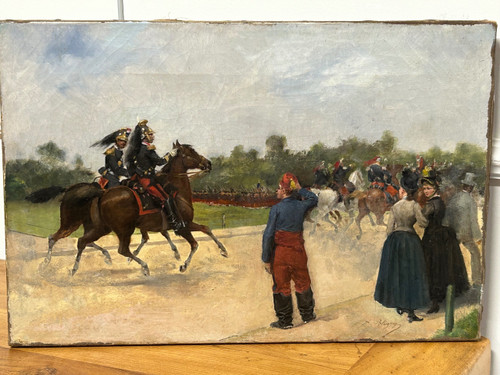 Albert Bligny (1849-1908) The Military Parade - Oil on canvas