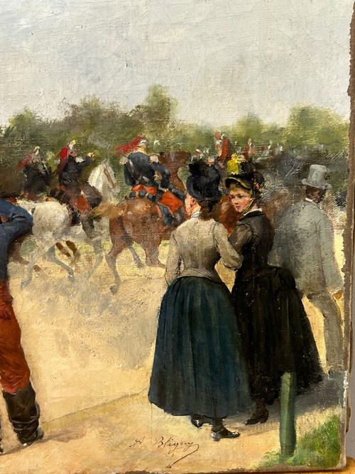 Albert Bligny (1849-1908) The Military Parade - Oil on canvas
