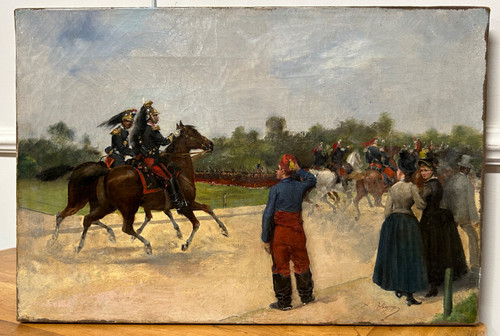 Albert Bligny (1849-1908) The Military Parade - Oil on canvas