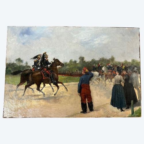 Albert Bligny (1849-1908) The Military Parade - Oil on canvas