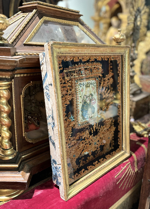 Grand Reliquaire De Saint Germier Avec L'enfant En Pâte De Reliques - 18th century
