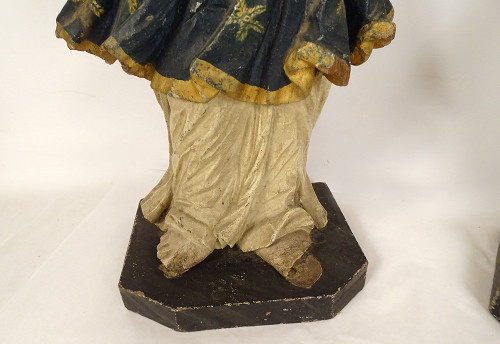 Paire statues orants anges bois sculpté polychrome retable XVIIIème siècle