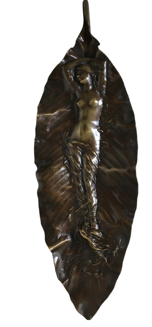 Vide poche en bronze, Signé de Georges Delpérier, Art Nouveau