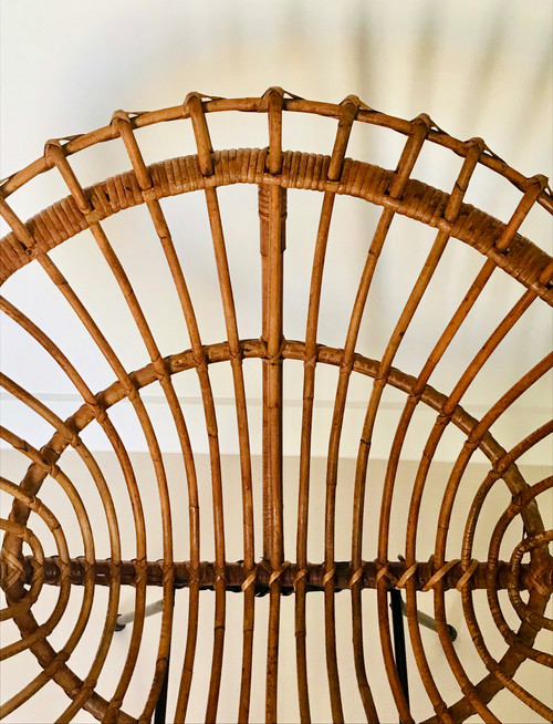Ein Paar Rattan-Schalensessel, die Franco Albini zugeschrieben werden, Italien 60er Jahre