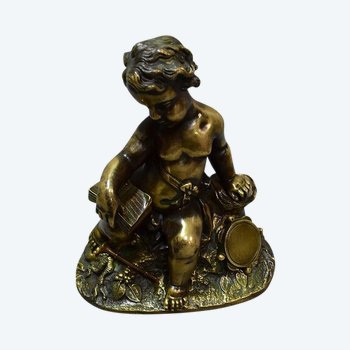 Bronze d'Enfant Musicien - Fin XIXe