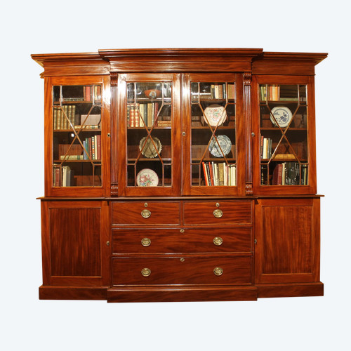 Importante Bibliothèque En Acajou d'époque 19° Siècle -angleterre