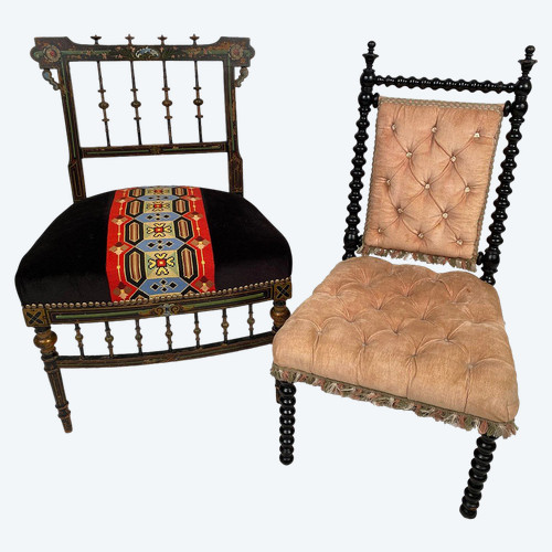 Napoleon III low easy chair and child's chair