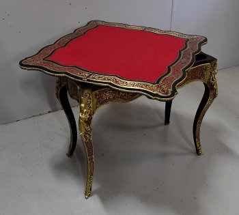 Table de Jeux en Marqueterie `Boulle`, époque Napoléon III - Milieu XIXe