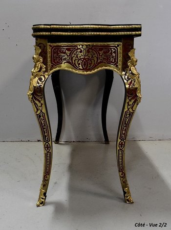 Table de Jeux en Marqueterie `Boulle`, époque Napoléon III - Milieu XIXe