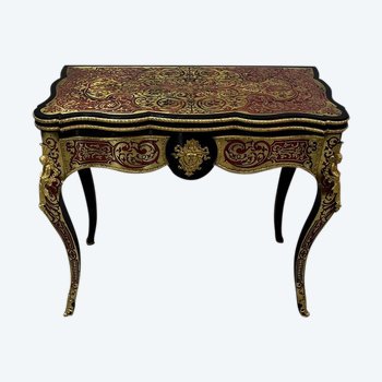 Boulle Marquetry Game Table, Napoleon III Period - Mid 19th Century