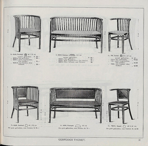 Thonet bench seat No. 6228, Kammerer, Backhausen fabrics, 1915
