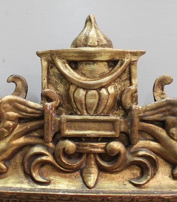 Small Golden Wood Mirror With Winged Animal Decorations - Late 19th Century