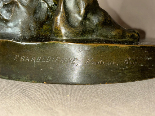 Statue en bronze jeune forgeron, Georges Bareau (1866-1931)  fondeur "F. BARBEDIENNE" Paris